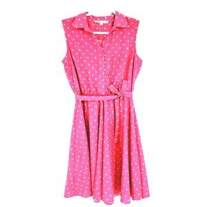 Larry Levine Polka Dot Fit & Flare Dress Belted